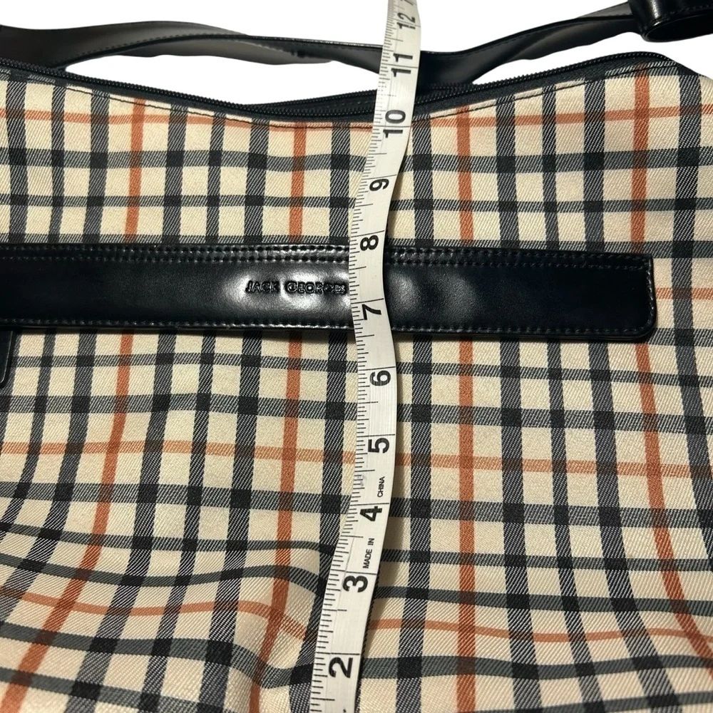 Jack Georges Patent Leather and fabric laptop bag.